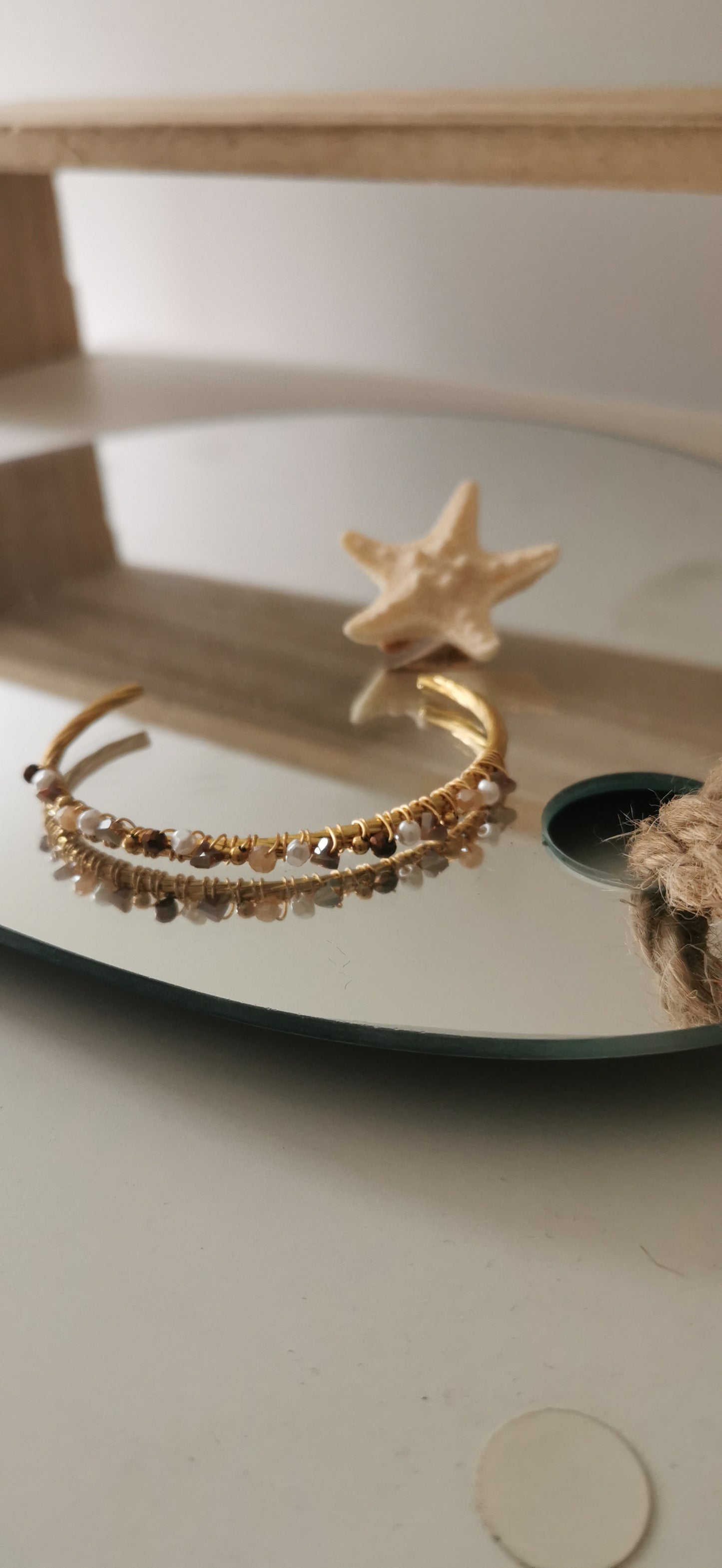 Bracelet Jonc Esmeralda. Beige & Or
